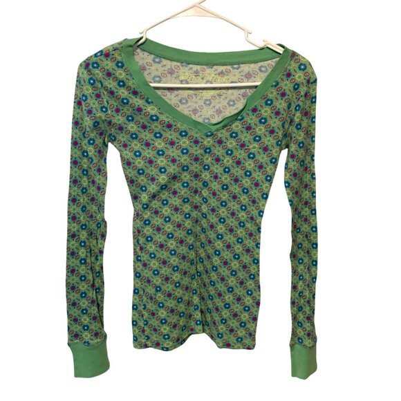 Vintage Y2K Derek Heart Womens Size Small Floral Green Blue Red Pull OVer Scoop - Picture 1 of 6